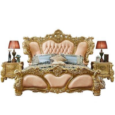 ISO14001 European Style Bedroom Furniture Five Star Hotel Solid Wood Double Bed