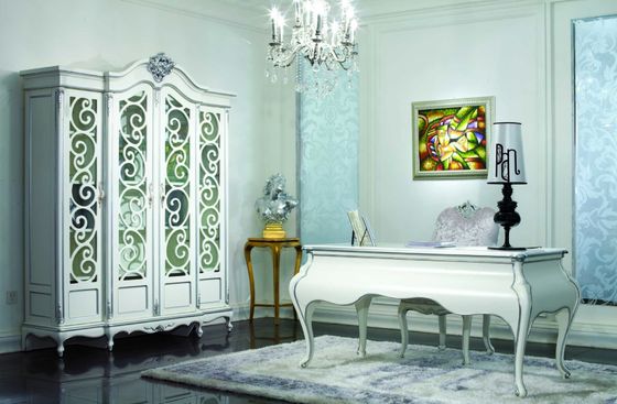 F004 Antique French Baroque Classic Home Office Desks Rectangle For Palace Study Room