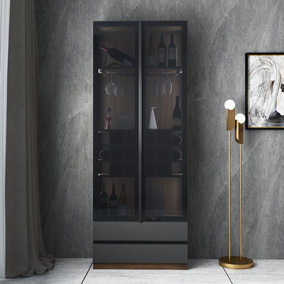 96" Countertop Luxury Home Bar Cabinet Glass Wine Cabinet Melamine Wood Furniture