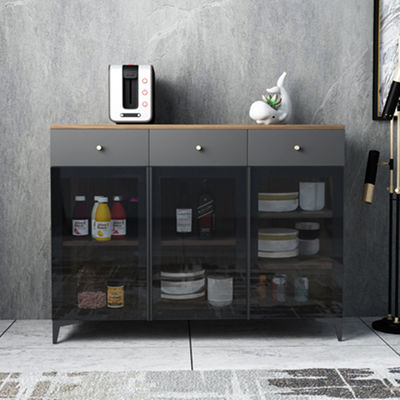 96" Countertop Luxury Home Bar Cabinet Glass Wine Cabinet Melamine Wood Furniture