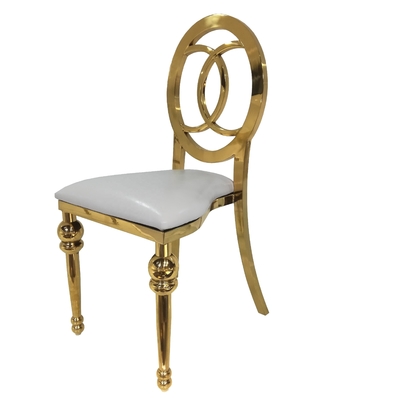 Gold Stainless Steel Banquet Chair With Fixed Soft Cushion